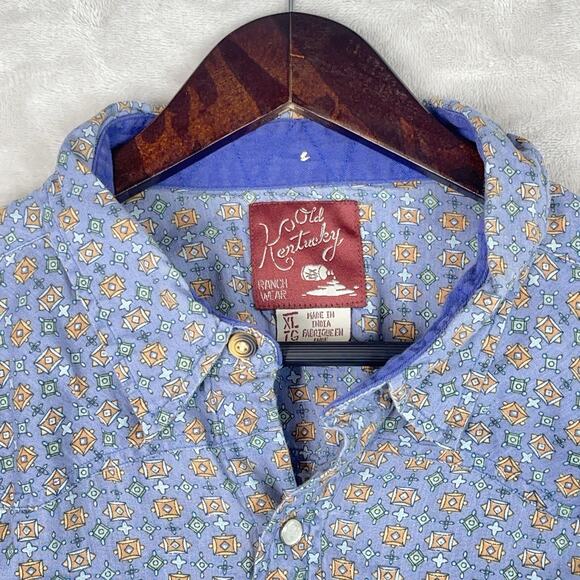 Vintage Old Kentucky Ranch Wear Button Up Men's XL Embossed Pearl Snap Western - Picture 2 of 14